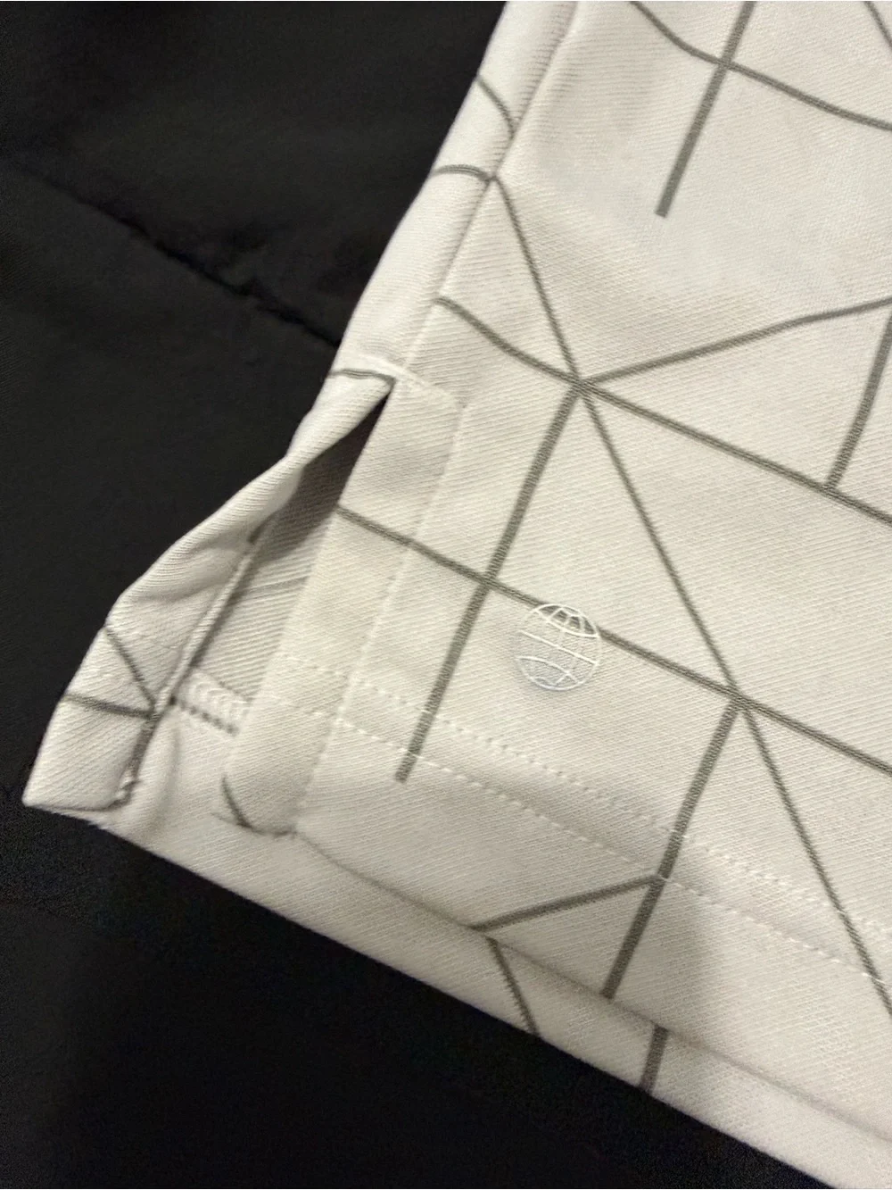 adidas Men’s White Polo with Gray Geometric Lines